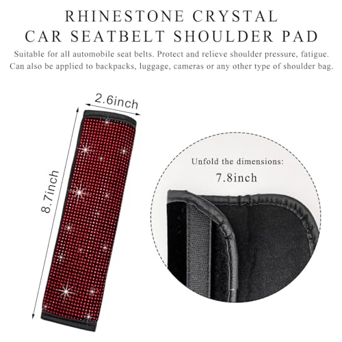 2 PCS Bling Car Seat Belt Cover, Sparkle Leather Seat Belt Pads - Product Imagery
