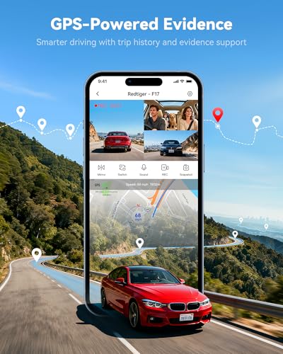 REDTIGER F17 4K 3CH Dash Cam, STARVIS 2 Sensor HDR, 64GB Card, - Product Imagery
