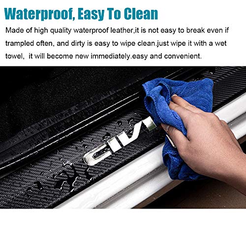 LEXLEY Carbon Fiber Style Leather Door Sill Protector,Scuff - Product Imagery