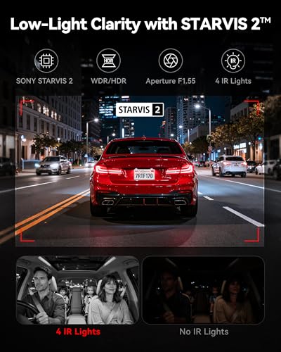 REDTIGER F17 4K 3CH Dash Cam, STARVIS 2 Sensor HDR, 64GB Card, - Product Imagery