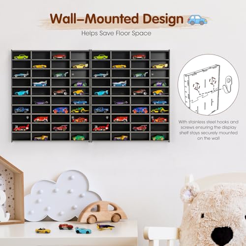 Krafetto 2 Pack 80-Slot Toy Car Display Shelves for 1/64 Cars, - Product Imagery