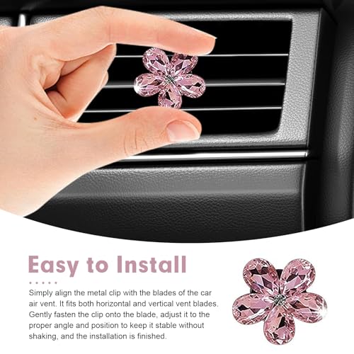 WZP 5PCS Bling Flower Car Air Vent Clips, Sparkling Crystal - Product Imagery