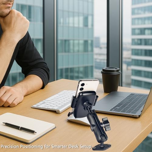 VAUBORTTI 1" Ball Phone Mount – Aluminum Alloy Arm & Base, - Product Imagery