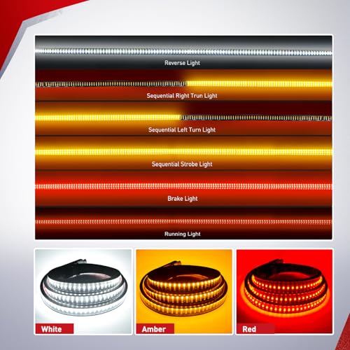 Nilight TR-04 Truck Tailgate Bar 60" Triple Row 504 LED Strip - Product Imagery
