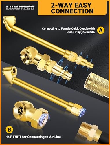 LUMITECO 2 Pack Heavy Duty Air Chuck Set-1/4 Inch Female NPT - Product Imagery