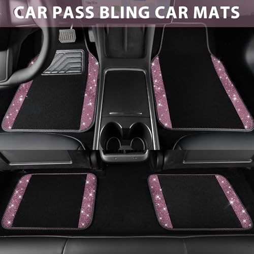 CAR PASS Bling Diamond Car Floor Mat Shining Rhinestones Carpet, - Product Imagery