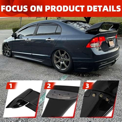 ECOTRIC Trunk Spoiler Wing Compatible with 2006-2011 Honda Civic - Product Imagery