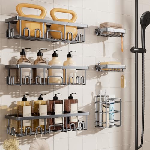 Veken Shower Caddy 6-Pack, No Drilling & Rustproof, Waterproof - Product Imagery