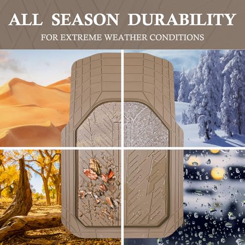 CAR PASS Heavy Rubber Car Floor Mats, Deep Waterproof Car Mats - Product Imagery