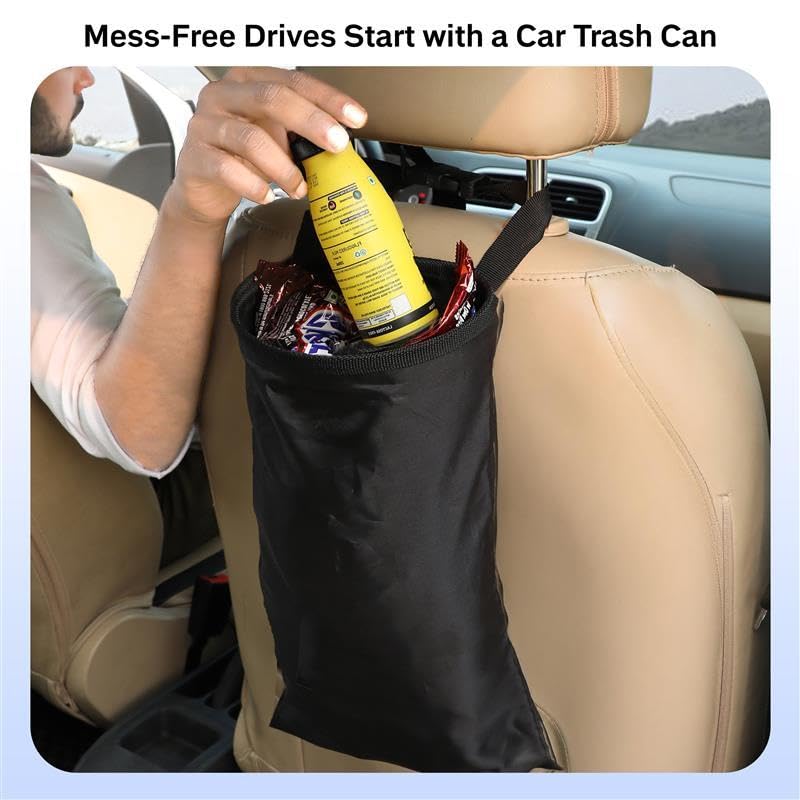 EcoNour 2 Pack Car Trash Bag | Washable Back Seat Hanging Bag - Product Imagery