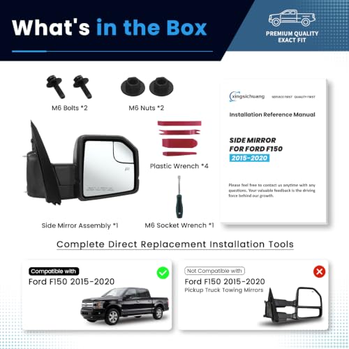 (8 Pins) Right Passenger Side Mirror For 2015-2020 Ford F150 - Product Imagery