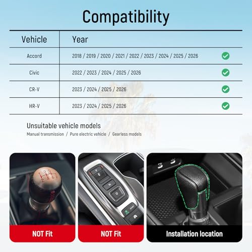 Gear Shift Cover Compatible with Honda 2018-2026 Accord & - Product Imagery