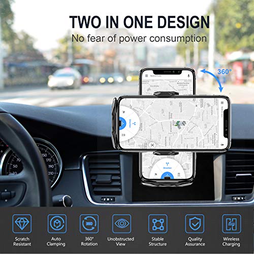 Wireless Car Charger,15W Qi Fast Charging Auto-Clamping Air Vent - Product Imagery