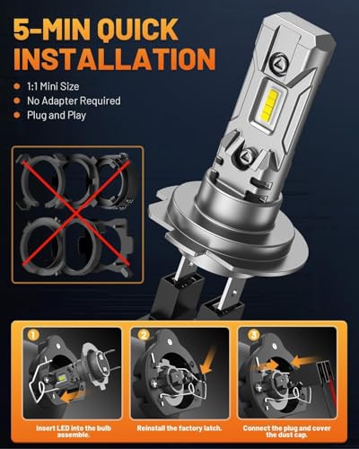 FORENNER NextGen H7 Light Bulb, 1000% Upgrade Bright, 1:1 Mini - Product Imagery