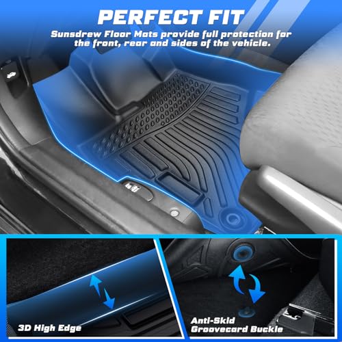 Sunsdrew Floor Mats for 2012-2015 Honda Civic Sedan, All Weather - Product Imagery