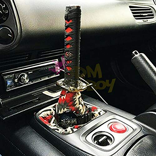JDMBESTBOY Samurai Sword Black Red Shift Knob Shifter Alloy - Product Imagery