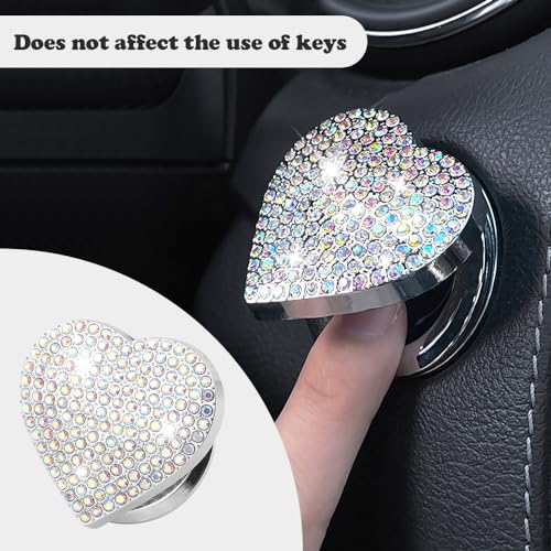 Bling Push Start Button Cover with Rhinestone,Heart Push to - Product Imagery