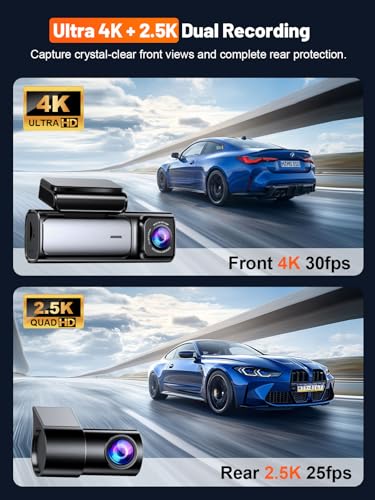 Affver 4K+2.5K Dash Cam Front and Rear, Built-in 5G WiFi 6 GPS - Product Imagery