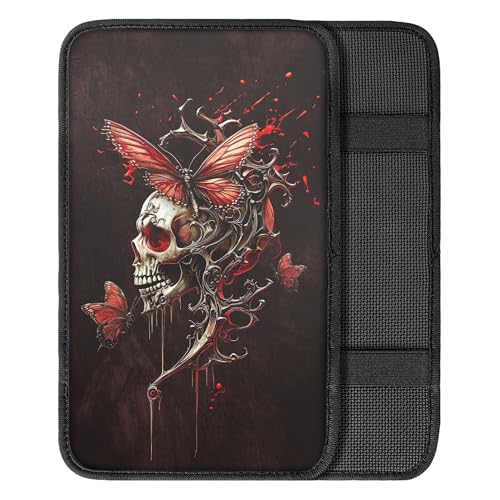 Gothic Skull Center Console Cover Butterfly Armrest Cover for - Product Imagery