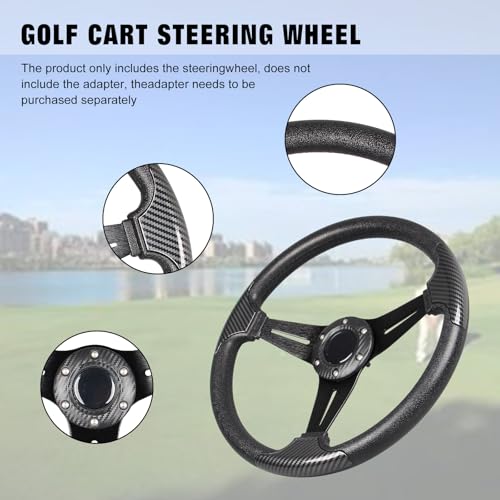 13.8" Golf Cart Steering Wheel wiith Carbon Fiber Grip Leaher - Product Imagery