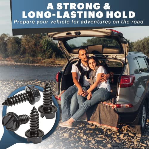 OttoSpeed Rustproof License Plate Screws (4-Pack, Black-Slotted) - Product Imagery