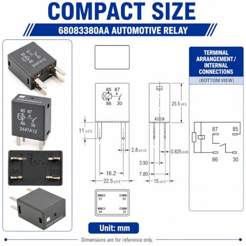 Relay 68083380AA (Set of 4) 12VDC 35A, 4 Pins SPST Automotive - Product Imagery