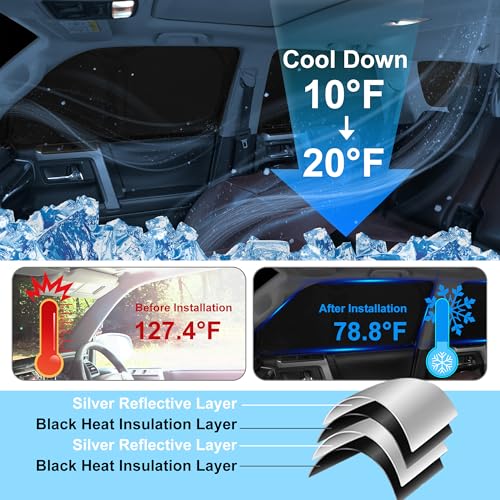 8PCS Windshield Sun Shade Custom Fit for 2024 2025 2026 Toyota - Product Imagery