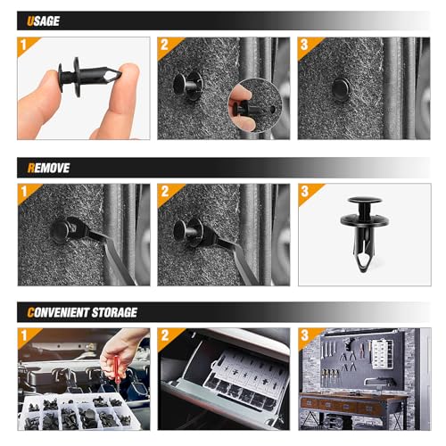 GOOACC 240PCS Bumper Retainer Clips Car Plastic Rivets Fasteners - Product Imagery