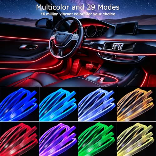 Jushope Interior Car LED Strip Lights, RGB 5 in 1 Car Ambient - Product Imagery