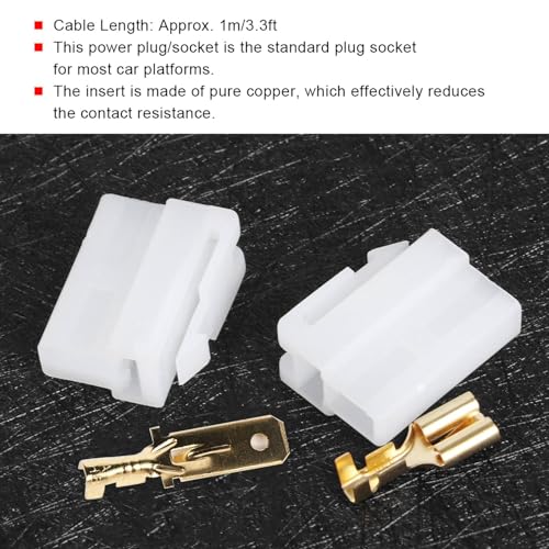 T Type 2 Pin Power Plug Car Radio Cable Connectors Set KEN WO OD - Product Imagery
