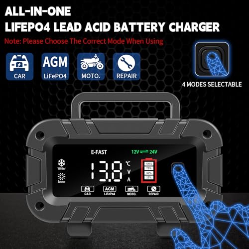 E-FAST Battery Charger 0-20A 12/24V Lifepo4 Lead Acid Automatic - Product Imagery
