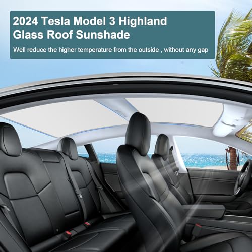 Roof Sunshades for Tesla Model 3 2026, Upgraded [No-Sag,No Gap] - Product Imagery