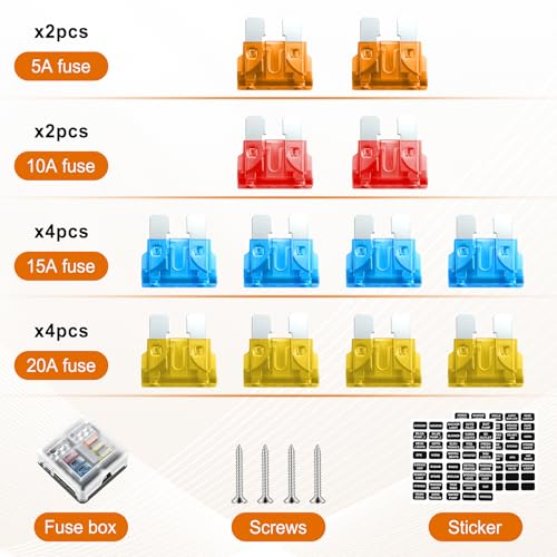 GaRhomxy 6 Way Fuse Block, 12V Marine Fuse Block with LED - Product Imagery
