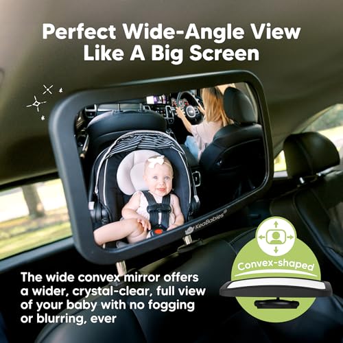 KeaBabies Baby Car Seat Mirror, Wide View, Shatterproof (Matte - Product Imagery