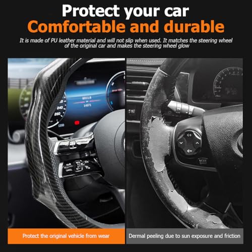 Zpana Carbon Fiber Car Steering Wheel Cover, Non-Slip - Product Imagery