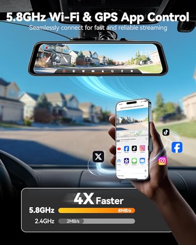 WOLFBOX G850 PRO 4K Mirror Dash Cam with ADAS and BSD,64GB - Product Imagery