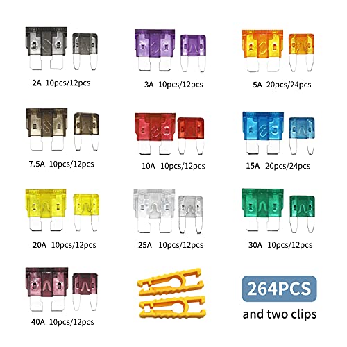 ZIPCCI 266 Pcs - Car Fuses Assortment Kit, Mini & Standard - Product Imagery