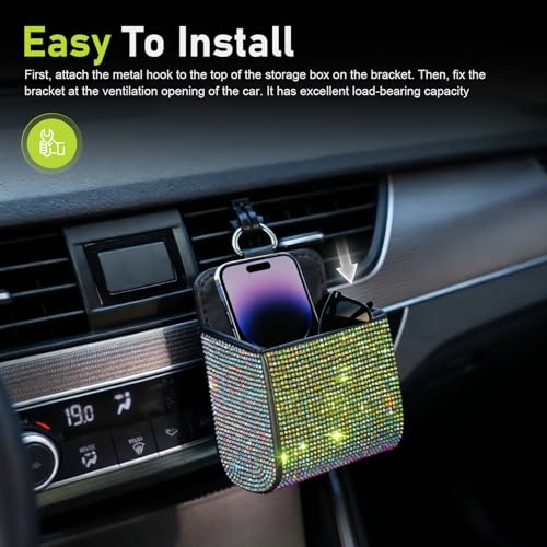WZP Car Air Vent Storage Organizer, Bling Rhinestone Auto Air - Product Imagery