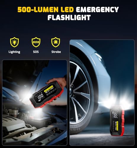 Jump Starter with Air Compressor 4000A Portable Car Battery Jump - Product Imagery