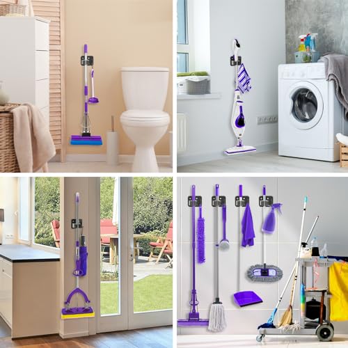 Broom Holder Wall Mount Rack, 304 Stainless Steel Mop and Tool - Product Imagery
