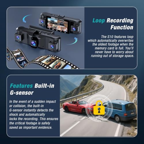 4 Channel 360° Dash Cam Front and Rear Inside with 5GHz WiFi - Product Imagery
