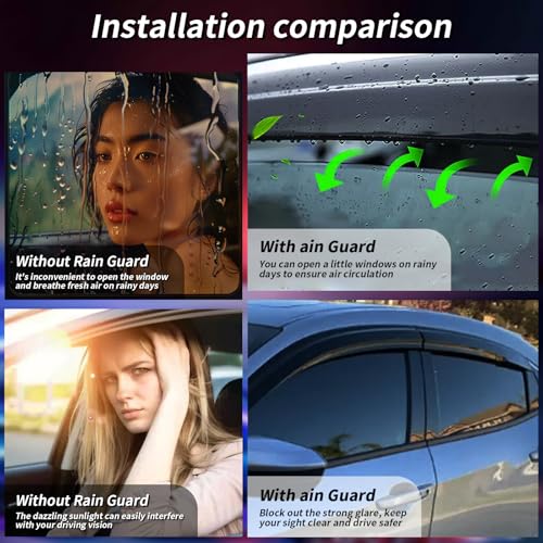 Outside Mount Window Visors Rain Guards for Honda Civic 4Dr - Product Imagery