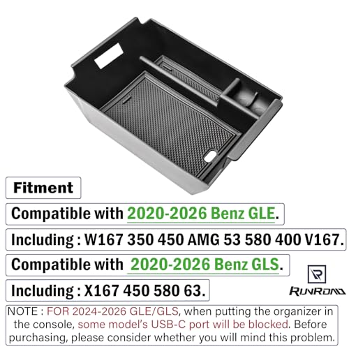 RUNROAD Center Console Tray for 2020-2026 Mercedes Benz GLE - Product Imagery