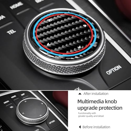 BETTERHUMZ Multimedia Knob Sticker for BMW, Carbon Fiber, - Product Imagery