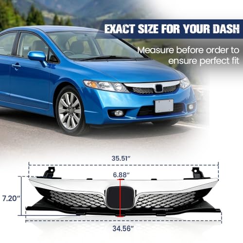 PIT66 Front Bumper Upper Grill Grille, Compatible with Honda - Product Imagery