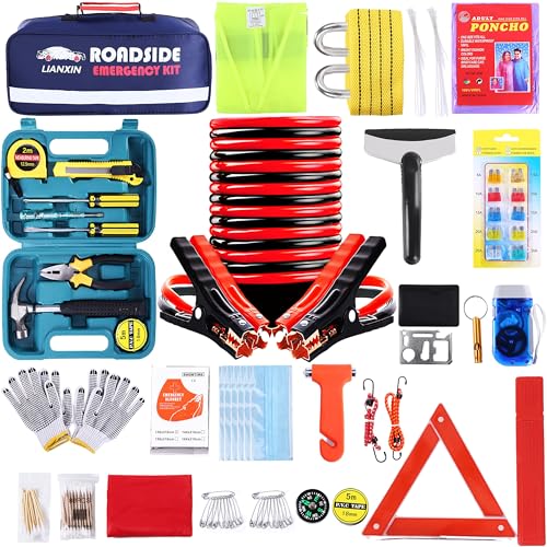 142 PCS Emergency Roadside Kit for Car ,Safety Car Kit with - Product Imagery