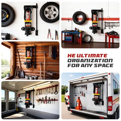 PIREKZUNT Jack Stand Wall Mount Heavy Duty Floor Jack Storage - Product Imagery