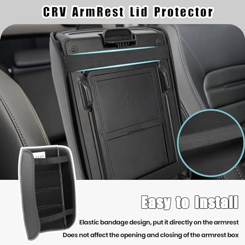 Armrest Cover for 2023-2026 Honda CRV Black with Grey Stitch - Product Imagery