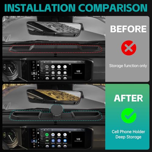 Magnetic Dash Phone Mount for 2024 2025 Jeep Wrangler JL JLU & - Product Imagery