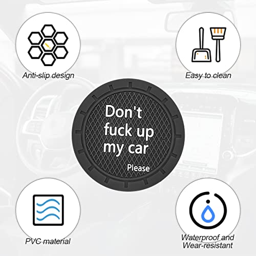 8sanlione 2PCS 2.75 Inch PVC Car Cup Holder Coasters, D Black - Product Imagery